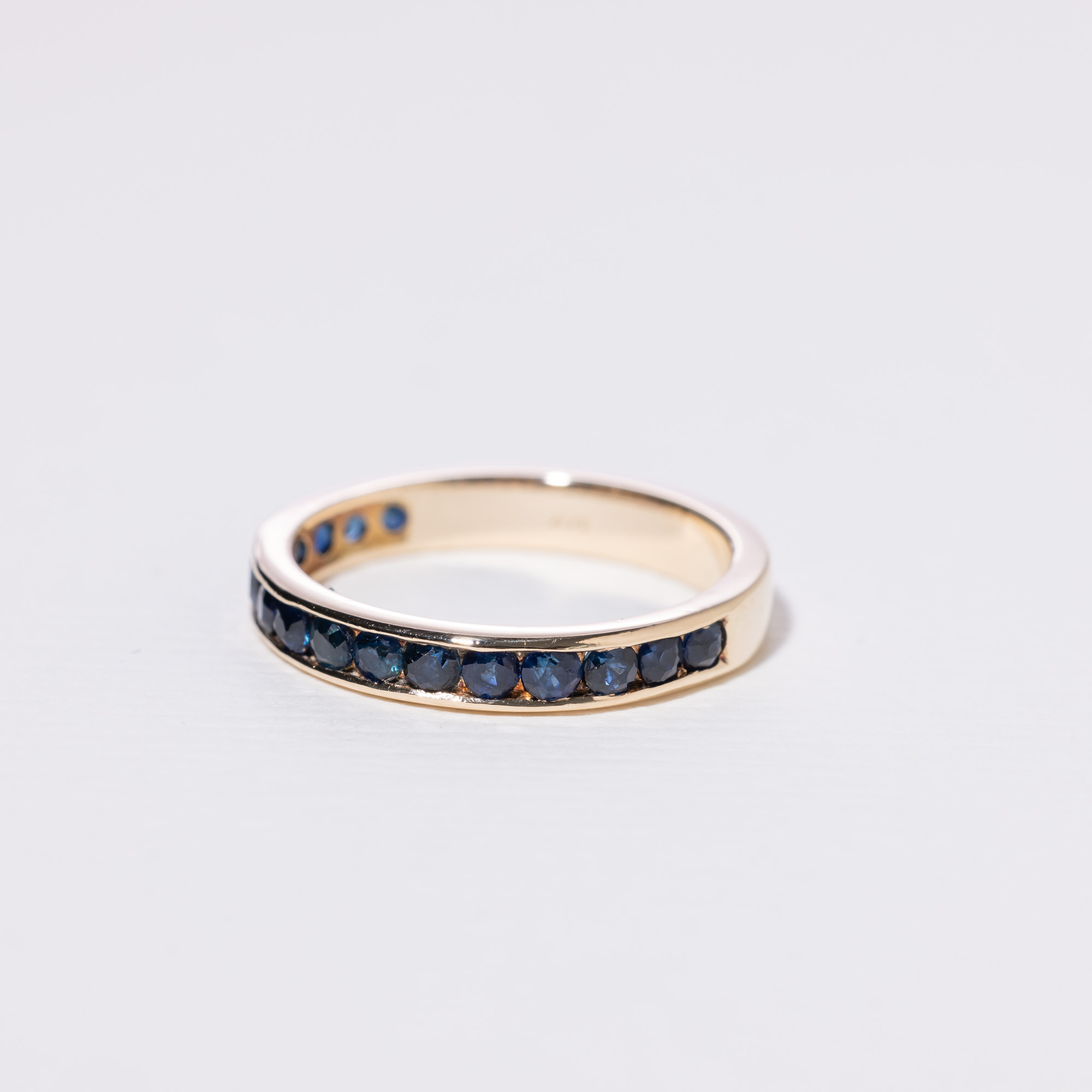 14k White Gold 5/8 ct tw Diamond & Genuine Blue Sapphire Anniversary Band |  Ann Harrington Jewelry, Inc